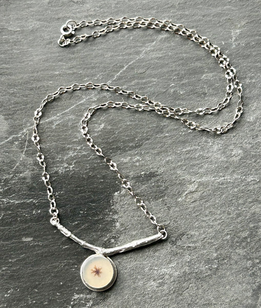 Dendritic Agate Fine Silver Branch Necklace by Kate Wells Crooked River Jewelry