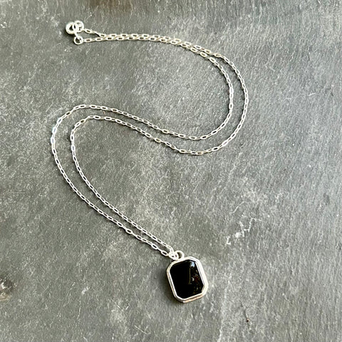 Black Agate Sterling Silver Necklace by Kate Wells Crooked River Jewelry