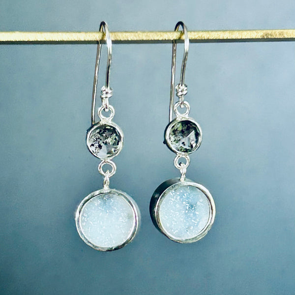 Quartz, Sterling Silver Dangle Earrings by Kate Wells Crooked River Jewelry