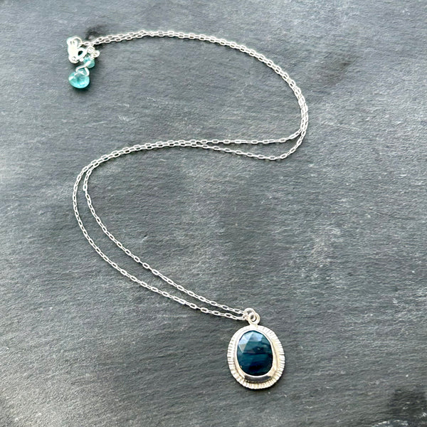 Blue Obsidian, Sterling Silver Necklace by Kate Wells Crooked River Jewelry