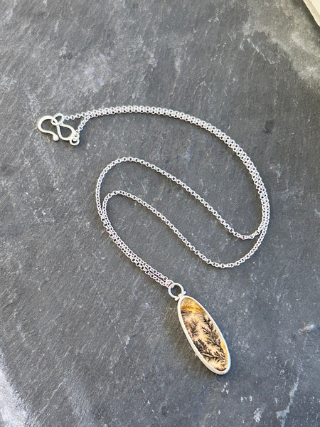 Dendritic Agate, Sterling Silver Necklace by Kate Wells Crooked River Jewelry