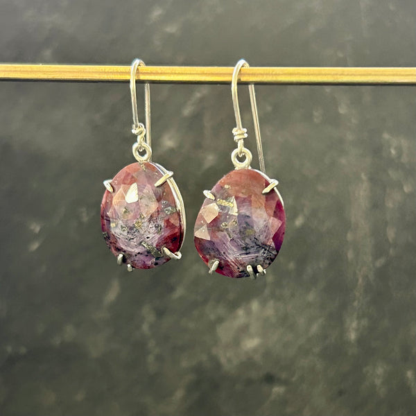 Pink Sapphire, Sterling Silver Earrings by Kate Wells Crooked River Jewelry