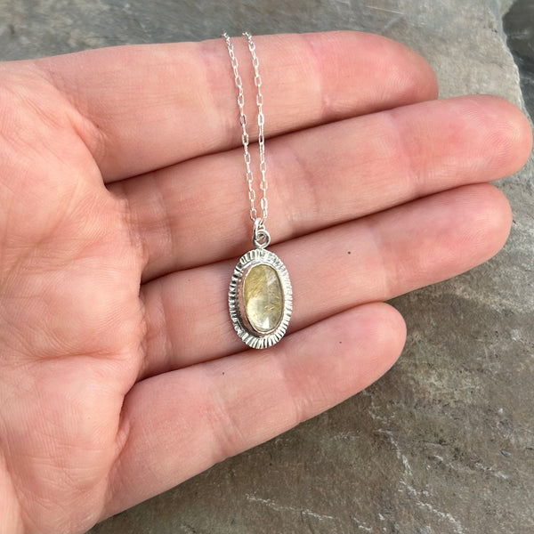 Rutilated Quartz, Sterling Silver Necklace by Kate Wells Crooked River Jewelry