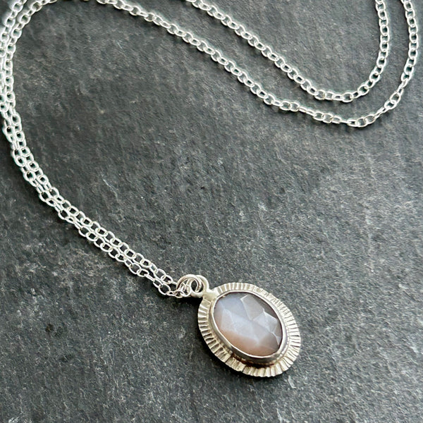 Grey Moonstone, Sterling Silver Necklace by Kate Wells Crooked River Jewelry