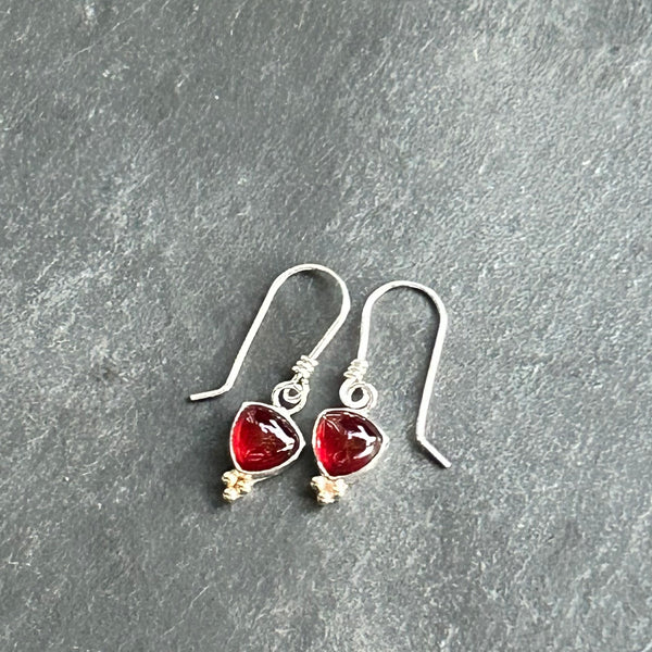 Garnet, Sterling Silver, 14k Earrings by Kate Wells Crooked River Jewelry