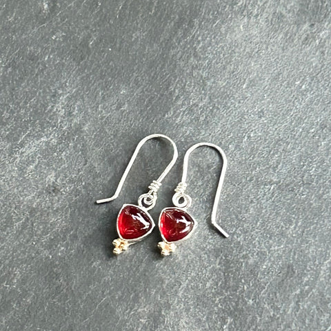 Garnet, Sterling Silver, 14k Earrings by Kate Wells Crooked River Jewelry