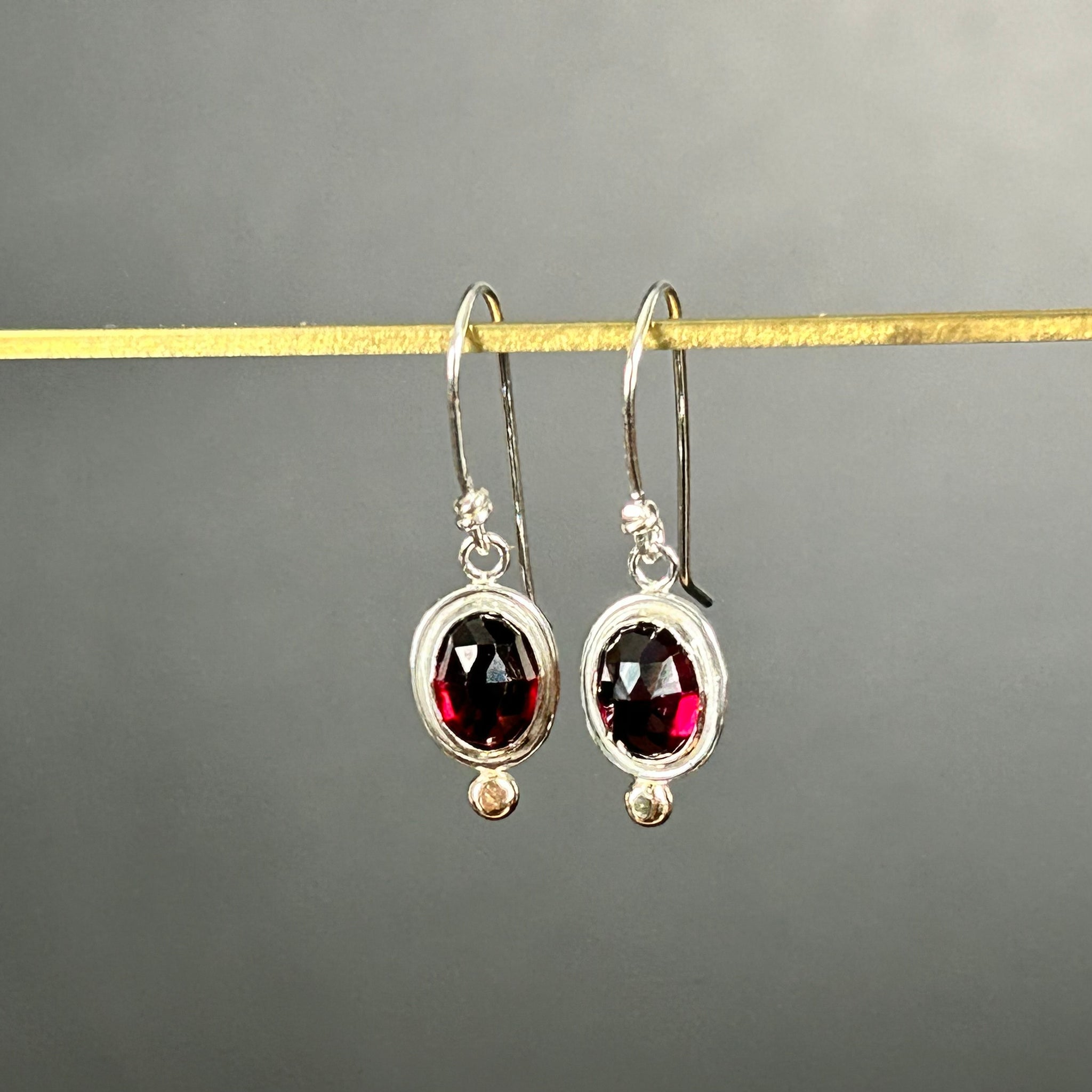 Garnet, 14k, Sterling Silver Earrings by Kate Wells Crooked River Jewelry