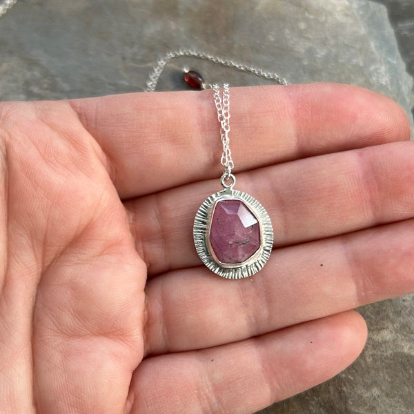 Pink Sapphire, Sterling Silver Necklace