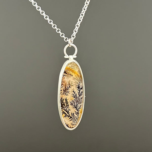 Dendritic Agate, Sterling Silver Necklace by Kate Wells Crooked River Jewelry