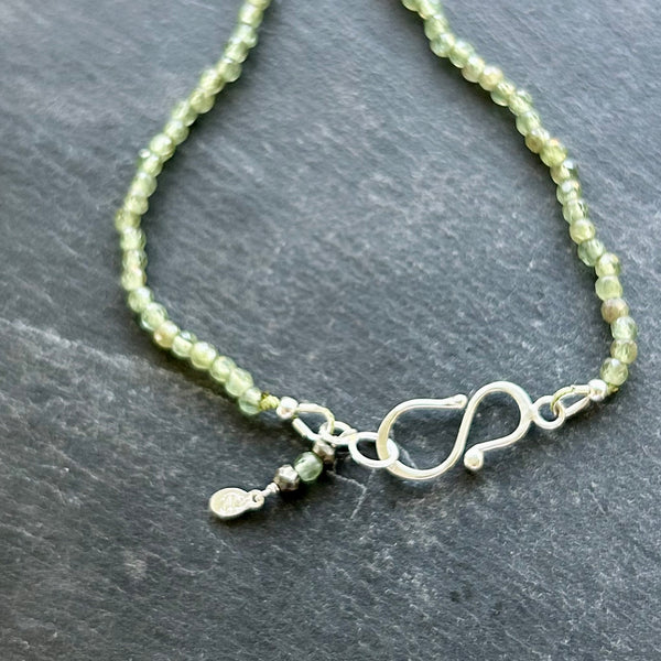 Dendritic Agate, Aventurine, Sterling Silver Necklace by Kate Wells Crooked River Jewelry