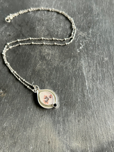 Dendritic Agate Black Spinel Sterling Necklace by Kate Wells Crooked River Jewelry