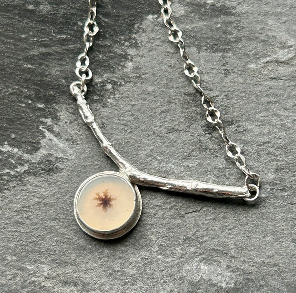 Dendritic Agate Fine Silver Branch Necklace by Kate Wells Crooked River Jewelry