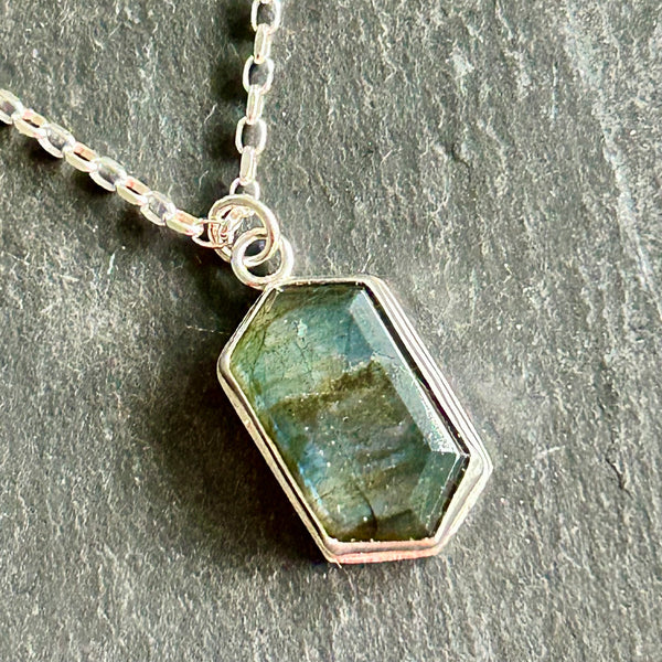 Labradorite Sterling Silver Necklace by Kate Wells Crooked River Jewelry