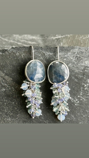 Sapphire Tassel Earrings by Kate Wells Crooked River Jewelry