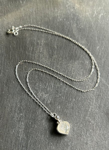 Rainbow Moonstone, Grey Diamond Necklace by Kate Wells Crooked River Jewelry