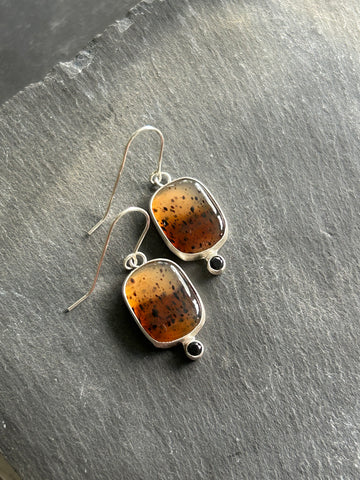 Montana Agate Black Spinel Earrings by Kate Wells Crooked River Jewelry