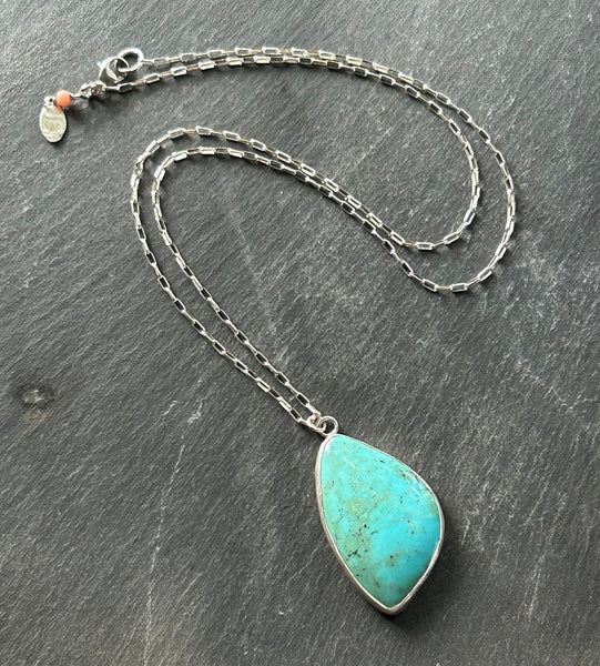 Narcozari Turquoise, Sterling Silver Necklace by Kate Wells Crooked River Jewelry