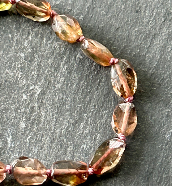 Andalusite, Hand-knotted Silk Necklace by Kate Wells Crooked River Jewelry