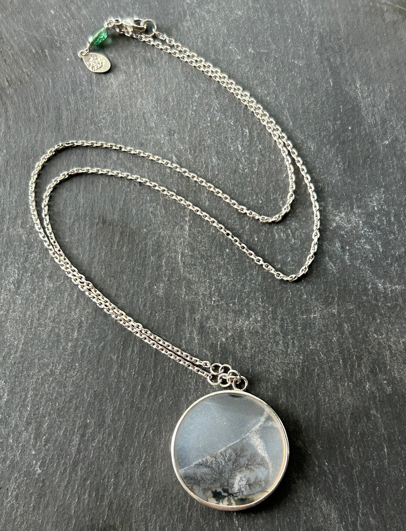 Dendritic Agate, Sterling Silver Necklace