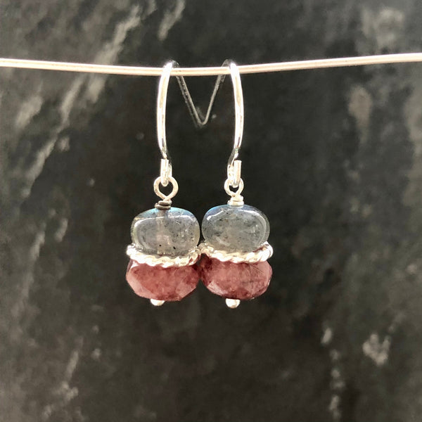 Labradorite and Muscovite Sterling Silver Earrings by Kate Wells Crooked River Jewelry