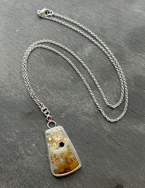 Jasper, Sunstone, Sterling Silver Necklace by Kate Wells Crooked River Jewelry