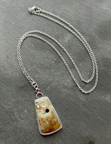 Jasper, Sunstone, Sterling Silver Necklace by Kate Wells Crooked River Jewelry