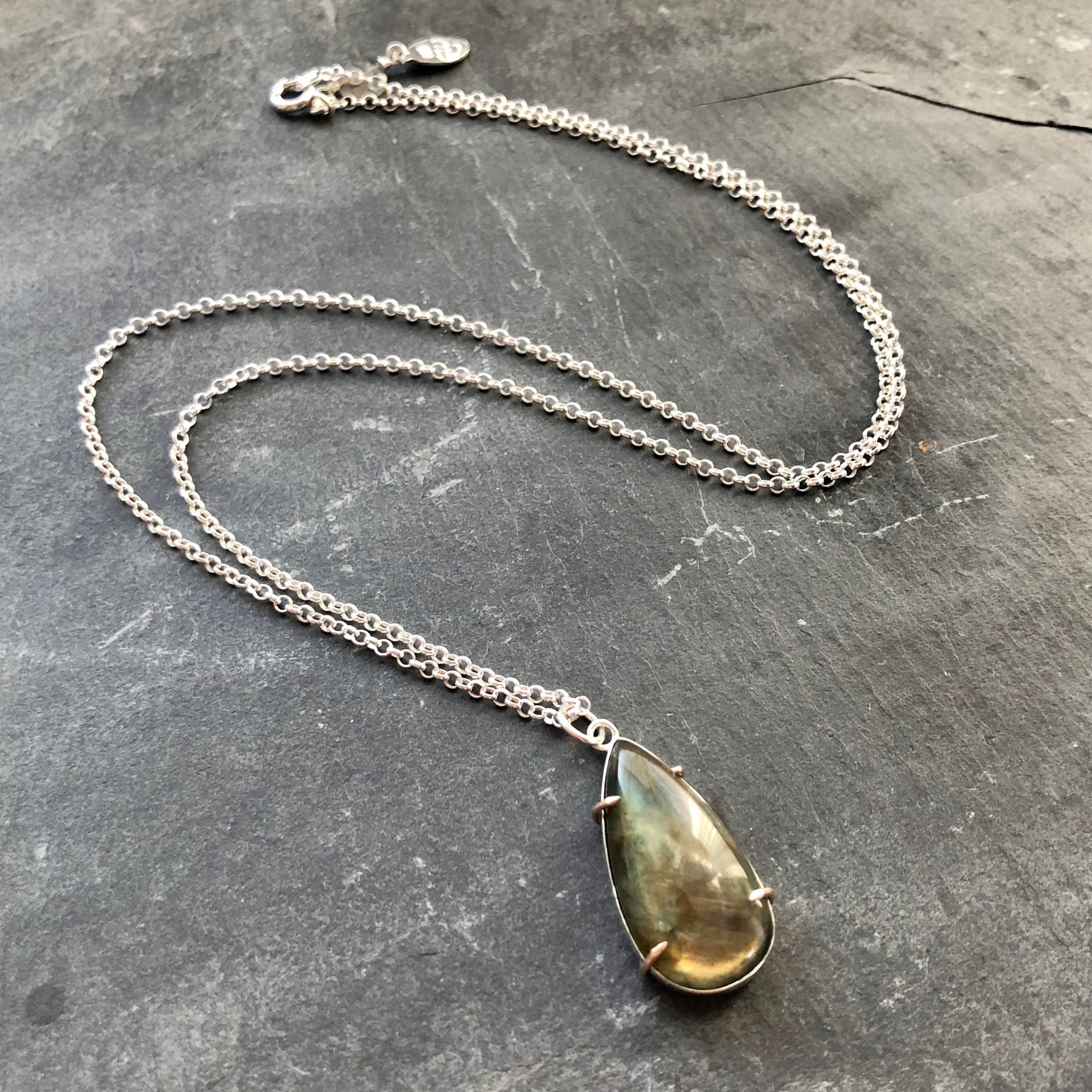 Labradorite, 14k and Sterling Silver Necklace by Kate Wells Crooked River Jewelry