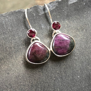 Ruby in Zoisite Earrings by Kate Wells Crooked River Jewelry