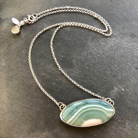 Chalcedony and Sterling Silver Necklace by Kate Wells Crooked River Jewelry