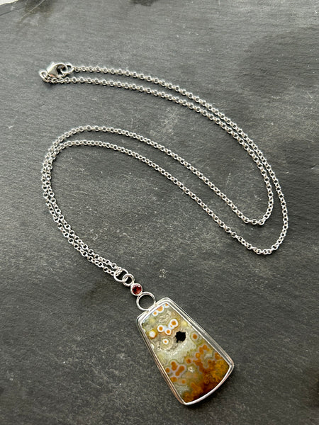 Jasper, Sunstone, Sterling Silver Necklace by Kate Wells Crooked River Jewelry