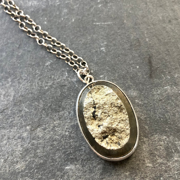 Pyrite Druzy,  Sterling Silver Necklace by Kate Wells Crooked River Jewelry