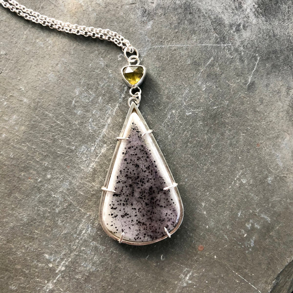 Phantom Quartz, Sphene Sterling Silver Necklace by Kate Wells Crooked River Jewelry