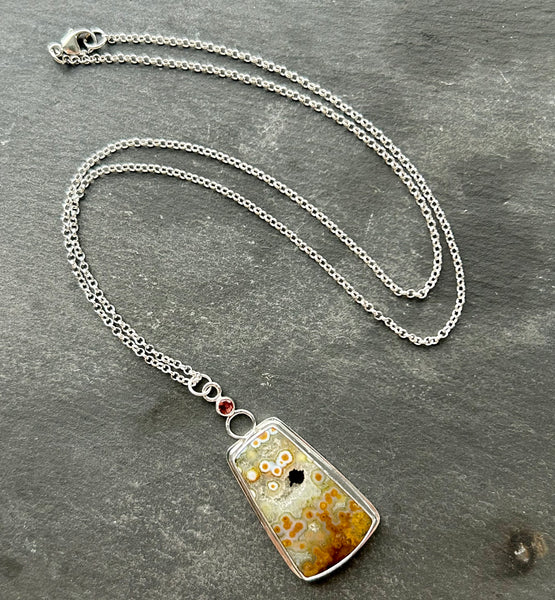 Jasper, Sunstone, Sterling Silver Necklace by Kate Wells Crooked River Jewelry