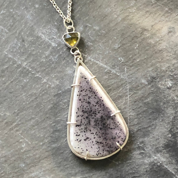 Phantom Quartz, Sphene Sterling Silver Necklace by Kate Wells Crooked River Jewelry