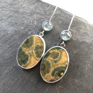 Ocean Jasper, Kyanite, .925 Earrings by Kate Wells Crooked River Jewelry