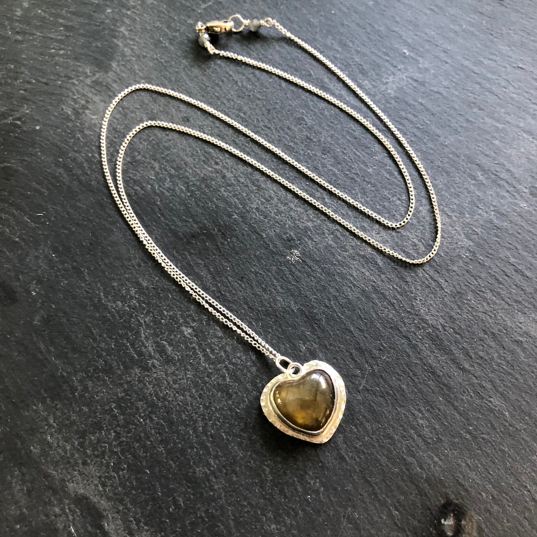 Labradorite Heart Pendant by Kate Wells Crooked River Jewelry