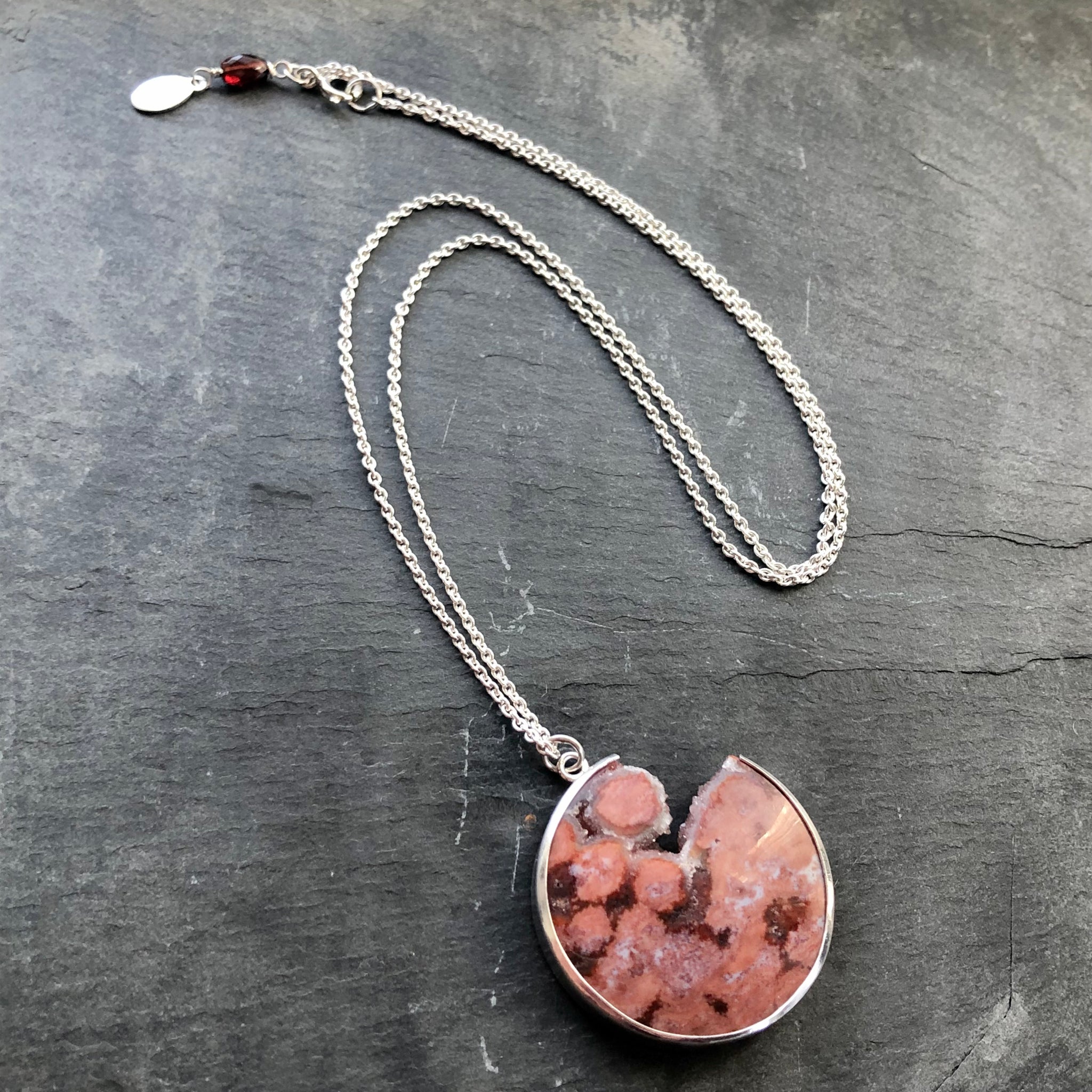 Ocean Jasper Druzy and Sterling Silver Necklace by Kate Wells Crooked River Jewelry