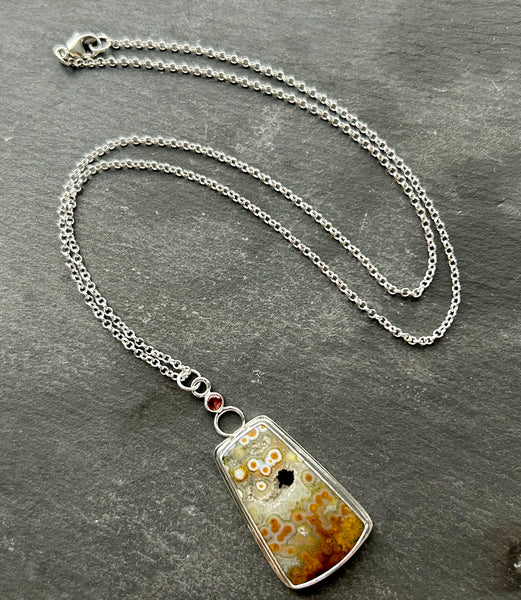 Jasper, Sunstone, Sterling Silver Necklace by Kate Wells Crooked River Jewelry