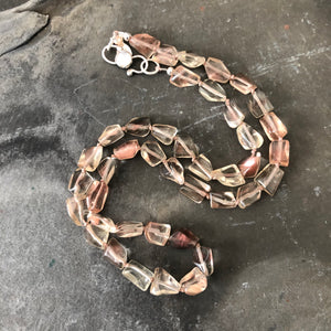 Oregon Sunstone Hand knotted Necklace by Kate Wells Crooked River Jewelry