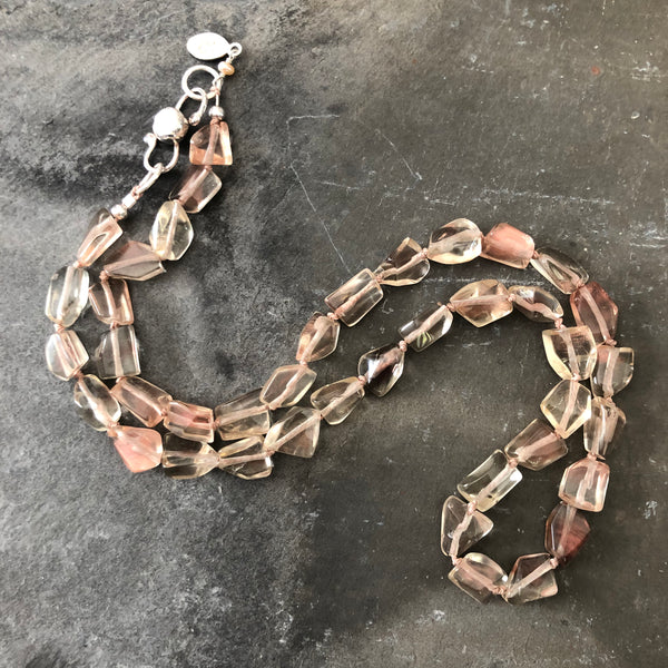 Oregon Sunstone Hand knotted Necklace by Kate Wells Crooked River Jewelry