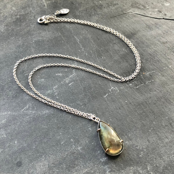 Labradorite, 14k and Sterling Silver Necklace by Kate Wells Crooked River Jewelry